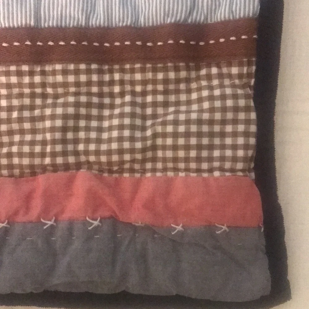 Pottery Barn Kids Striped & Gingham Patchwork Euro Pillow Sham Blue Red Green